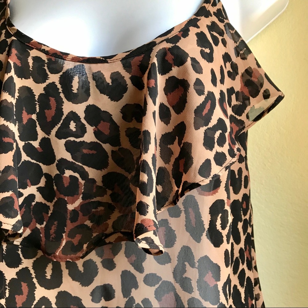 Show Me Your Mumu Sheer Animal Tiered Tank Top Shirt Ruffle Size Small Medium - Picture 2 of 8